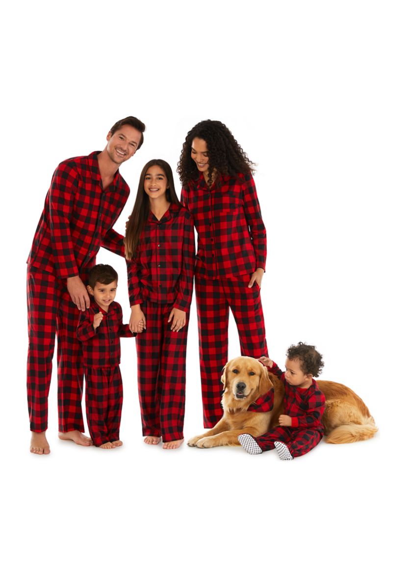 Plus Size Buffalo Check Notch Pajama Set