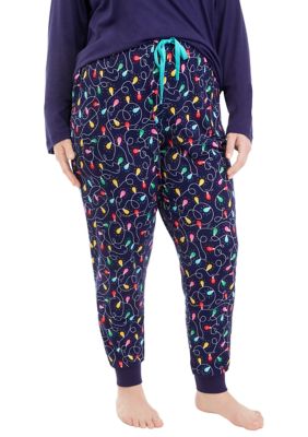 PAJAMARAMA Plus Size Navy Lights Pajama Jogger Pants belk