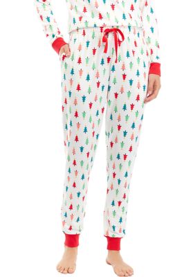 PAJAMARAMA Women s Merry Multi Trees Jogger Pajama Pants belk