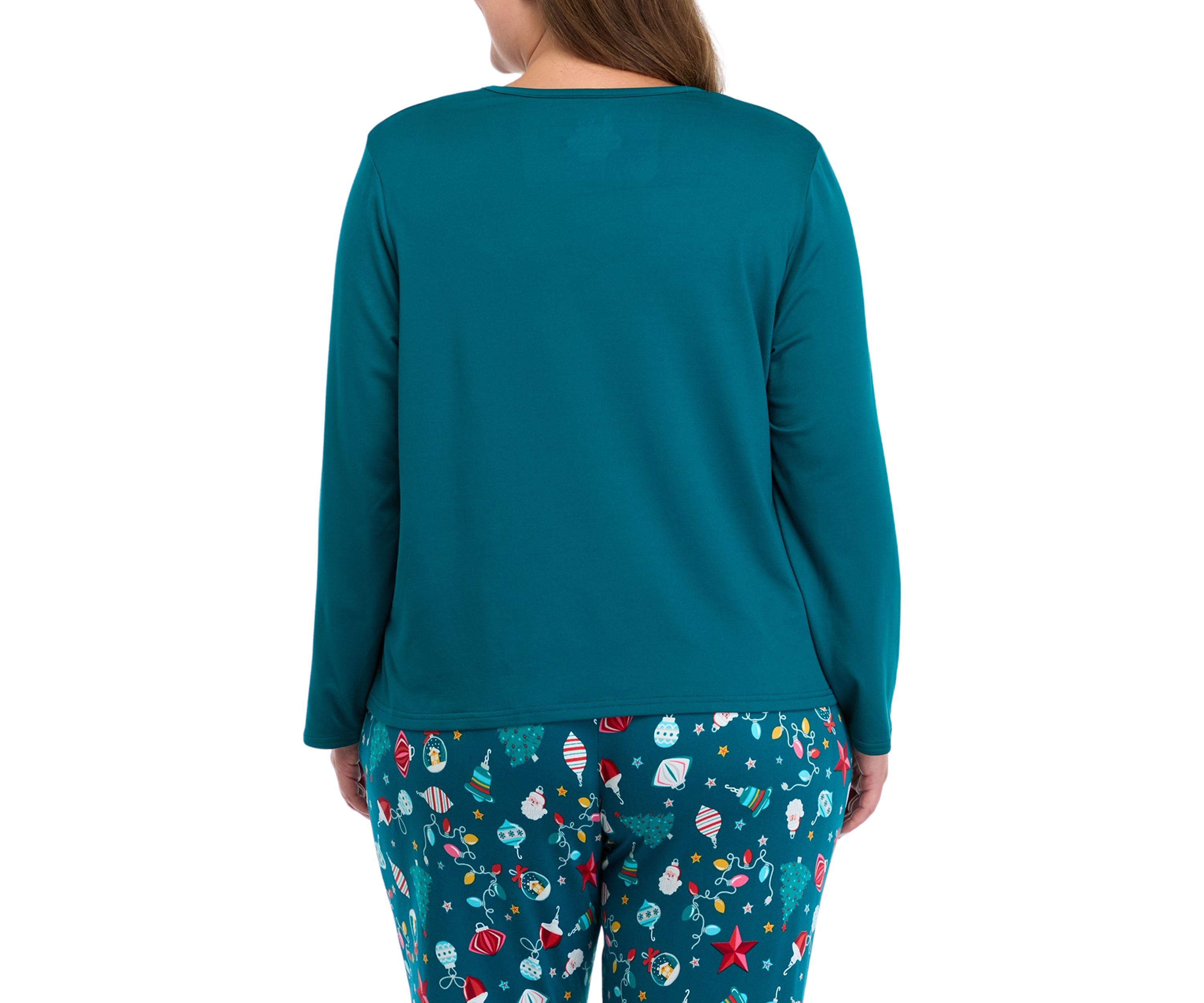 Plus Size Holiday Lights Solid Long Sleeve Top
