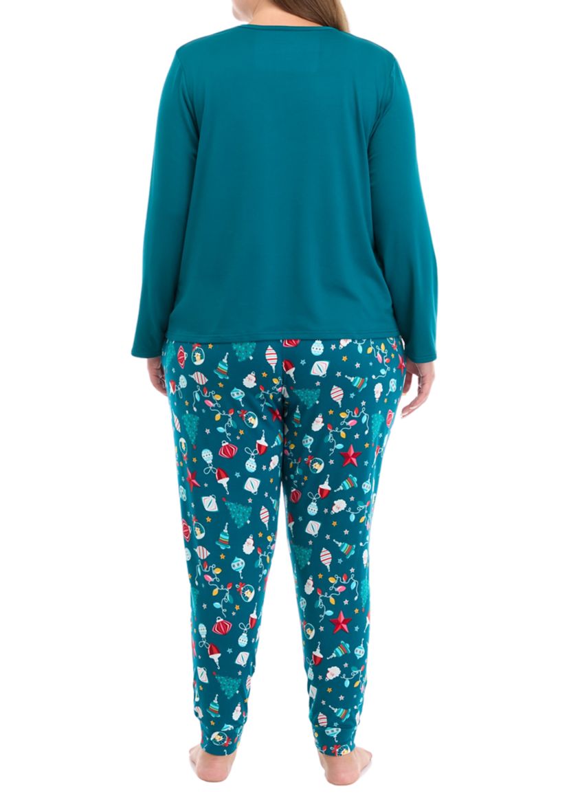 Plus Size Holiday Lights Solid Long Sleeve Top