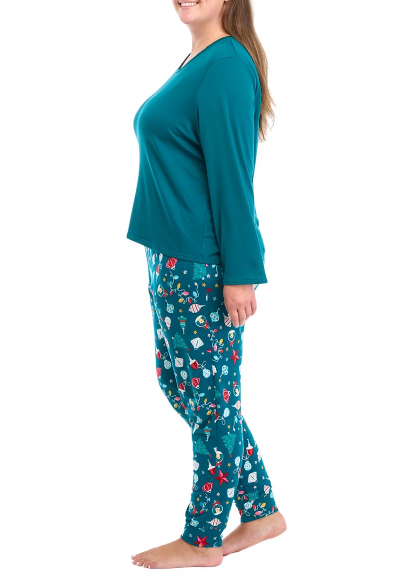Plus Size Holiday Lights Solid Long Sleeve Top
