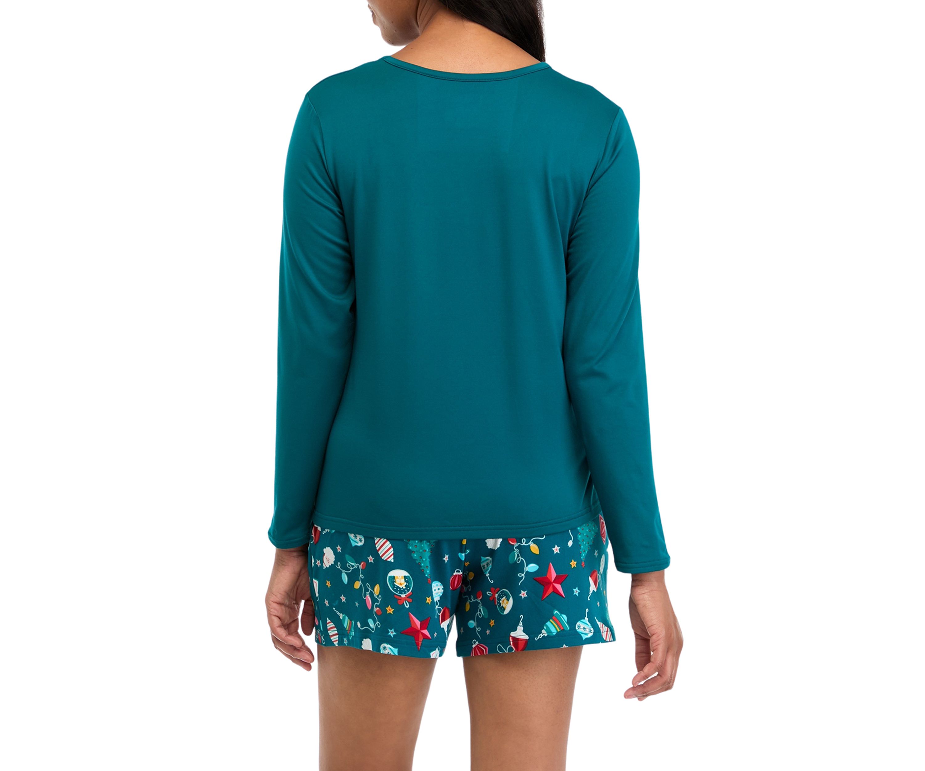 Womens Holiday Lights Solid Long Sleeve Top