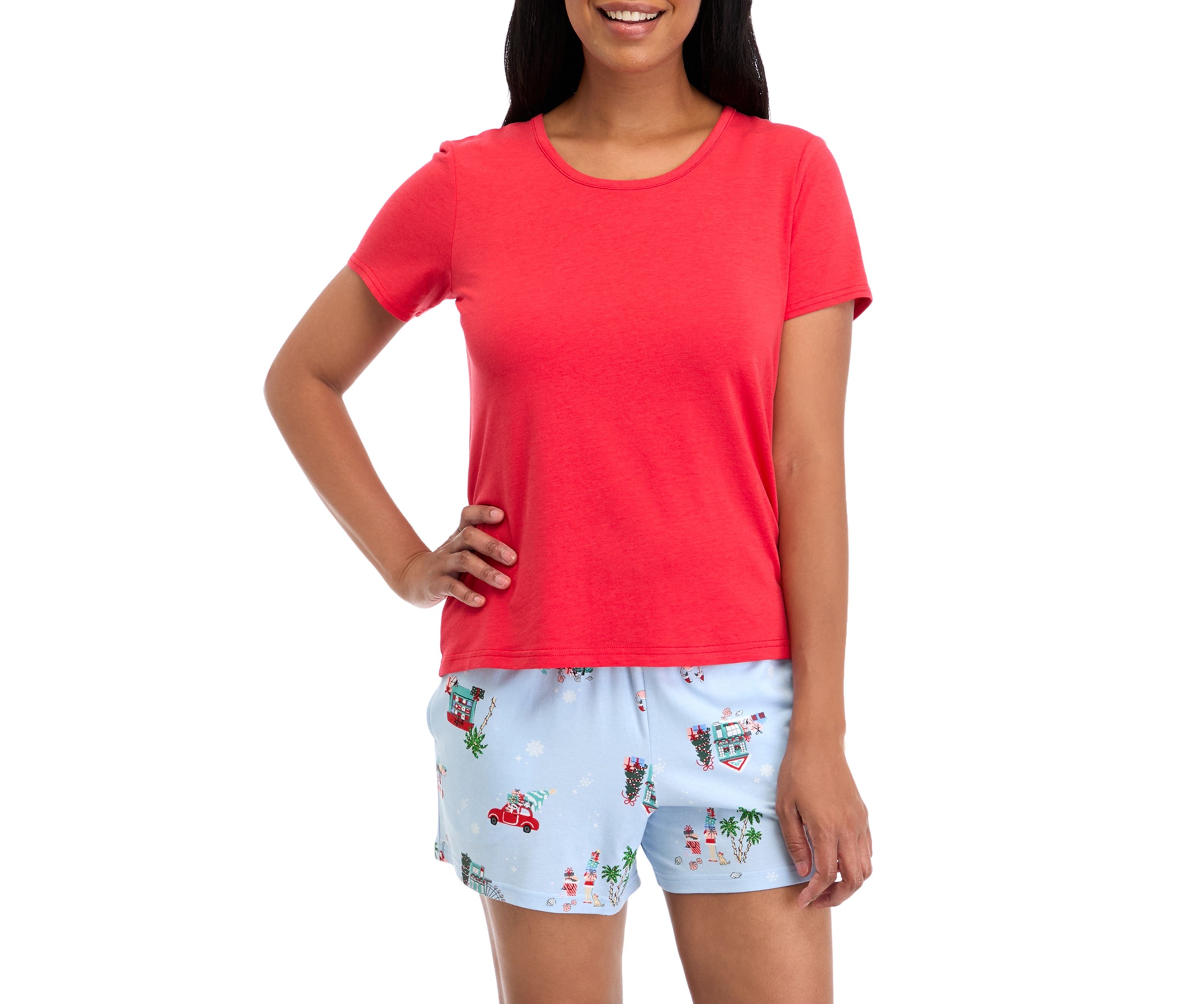 Womens Holiday Shopping Solid Short Sleeve Top