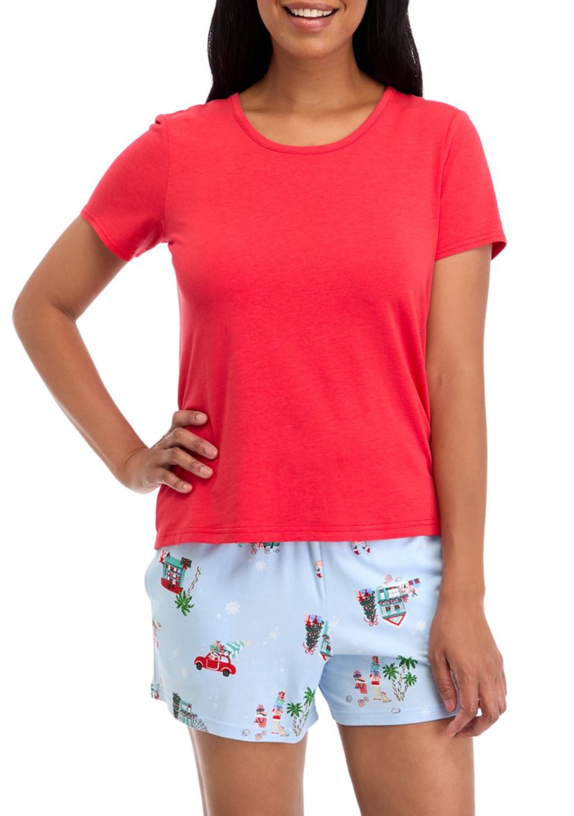 Womens Holiday Shopping Solid Short Sleeve Top