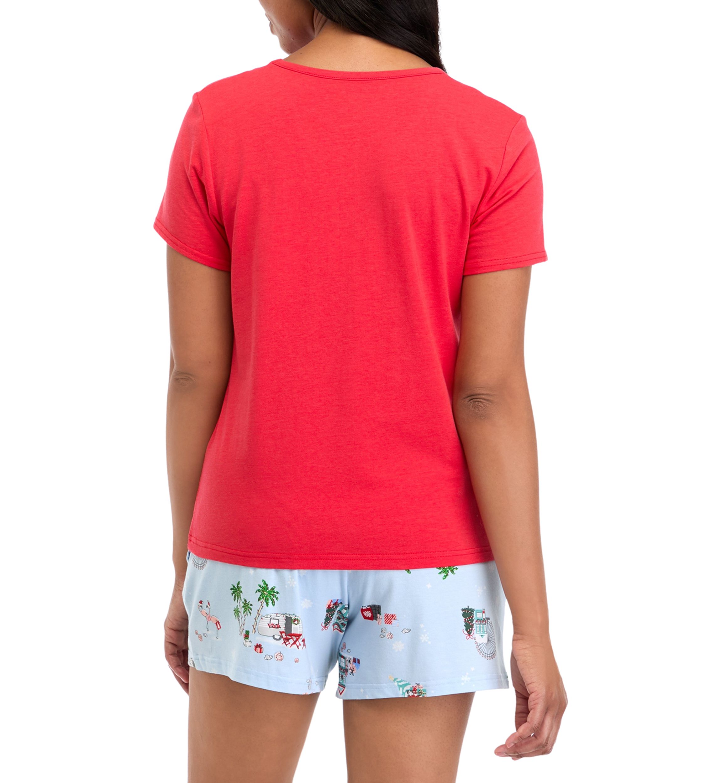 Womens Holiday Shopping Solid Short Sleeve Top