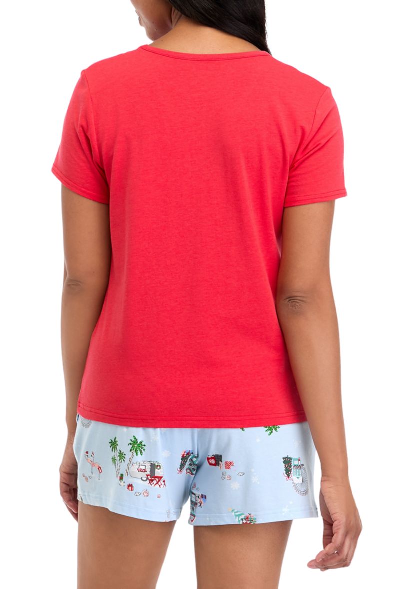 Womens Holiday Shopping Solid Short Sleeve Top