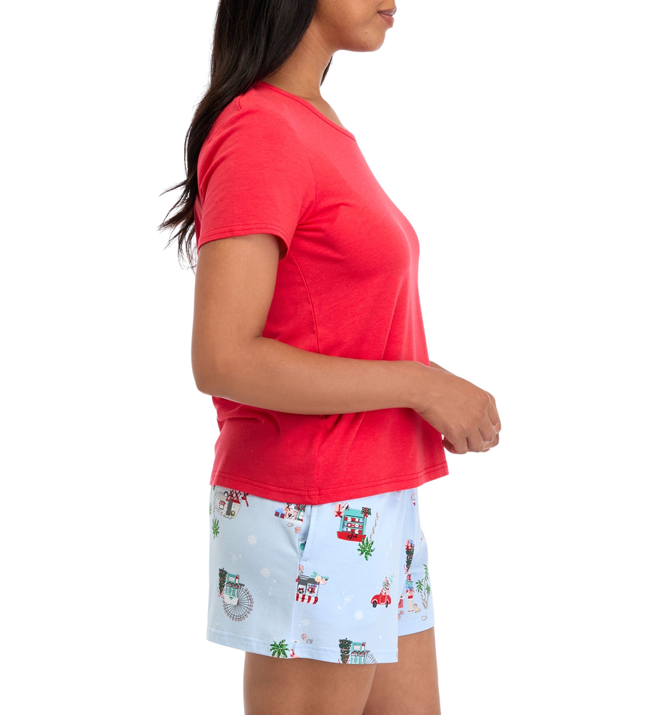 Womens Holiday Shopping Solid Short Sleeve Top