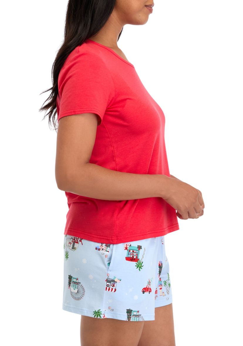 Womens Holiday Shopping Solid Short Sleeve Top