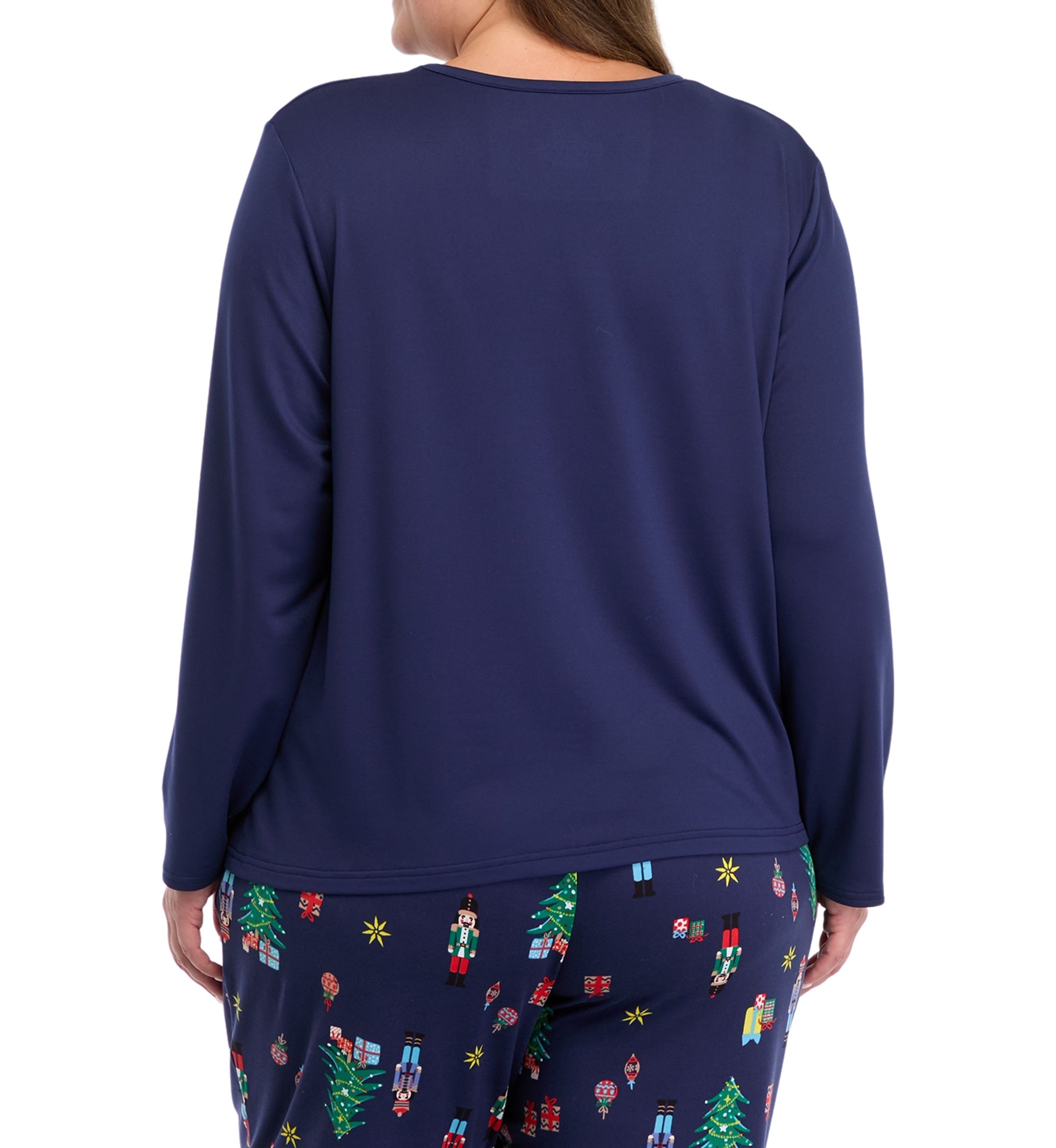 Plus Size Nutcracker Solid Long Sleeve Pajama Top