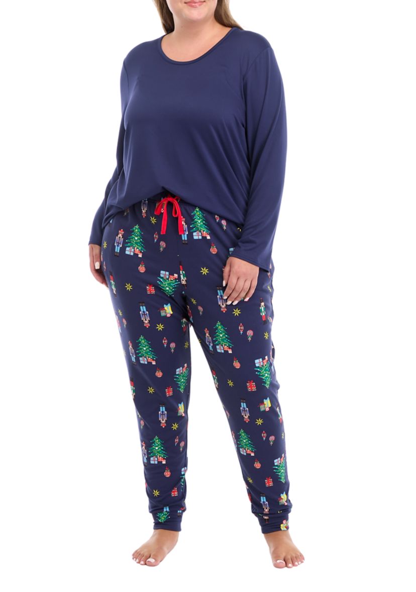 Plus Size Nutcracker Solid Long Sleeve Pajama Top