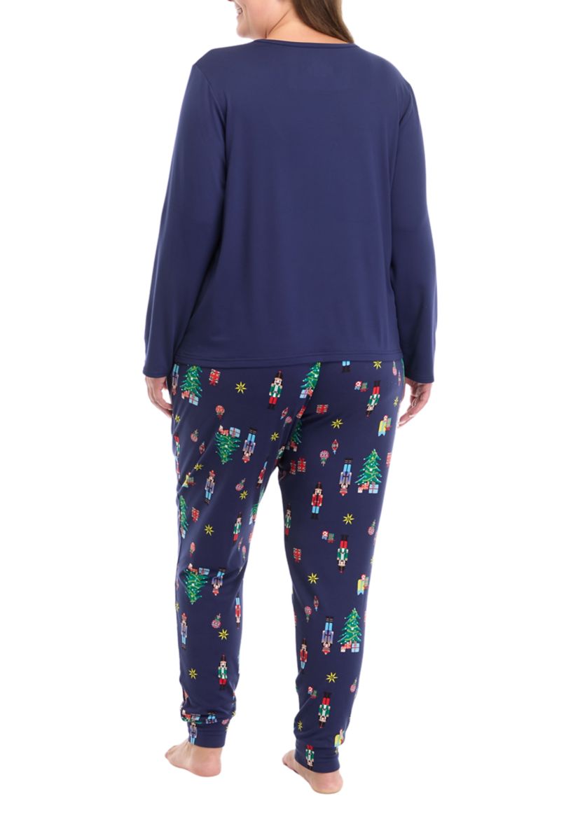 Plus Size Nutcracker Solid Long Sleeve Pajama Top