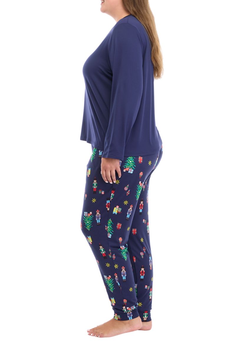 Plus Size Nutcracker Solid Long Sleeve Pajama Top