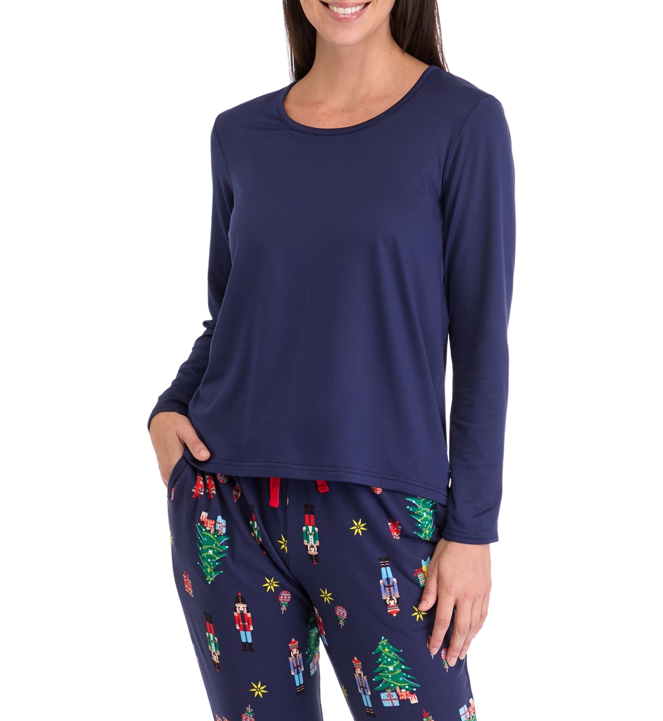 Womens Nutcracker Solid Long Sleeve Pajama Top