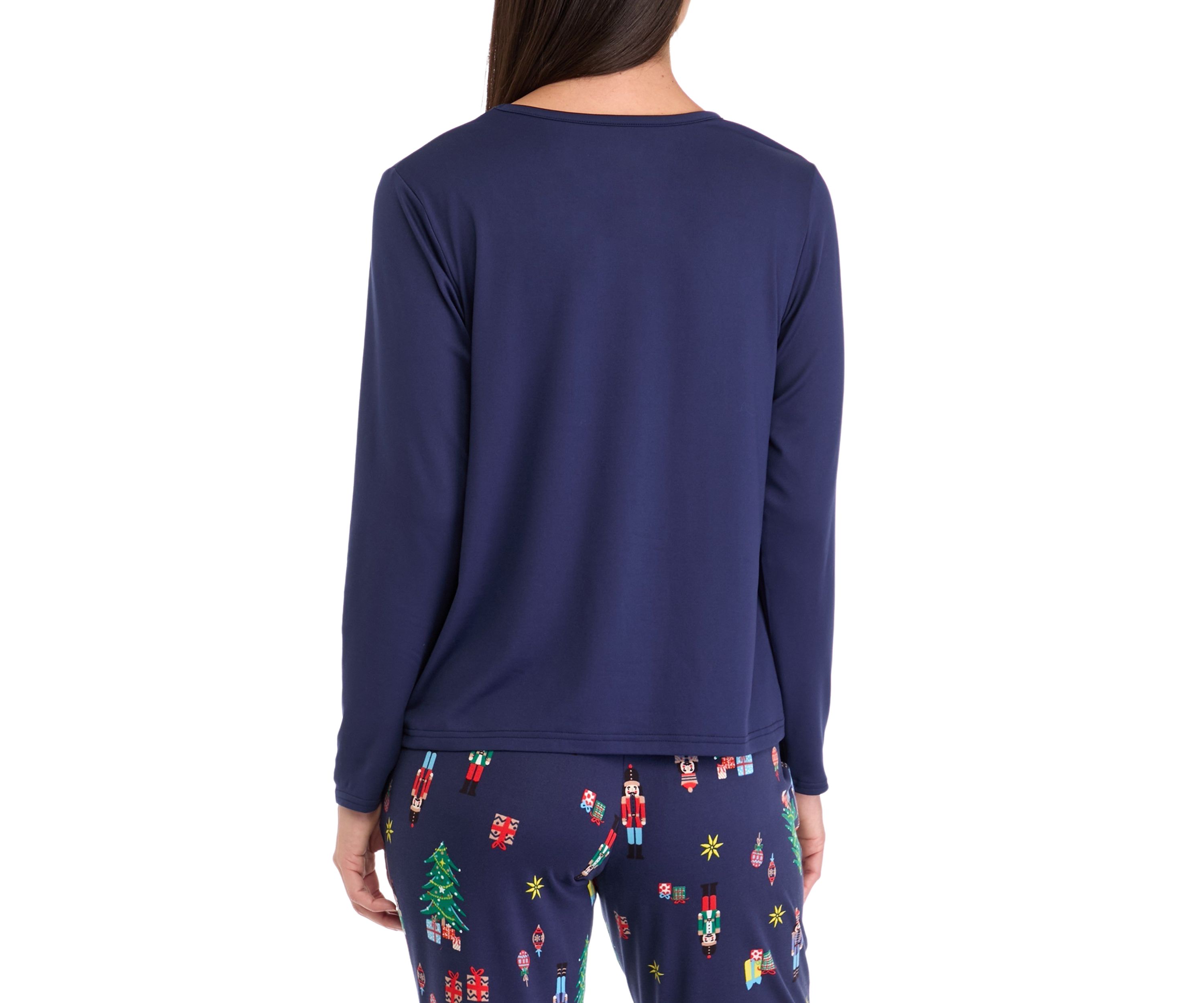 Womens Nutcracker Solid Long Sleeve Pajama Top