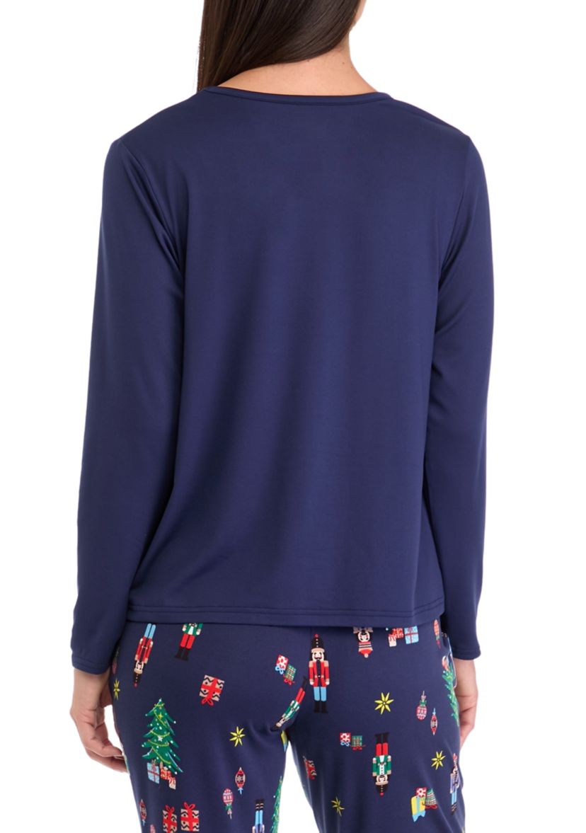Womens Nutcracker Solid Long Sleeve Pajama Top