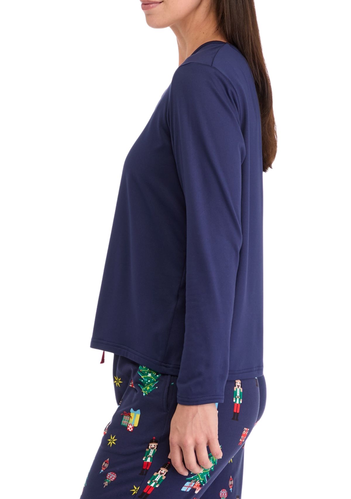 Womens Nutcracker Solid Long Sleeve Pajama Top