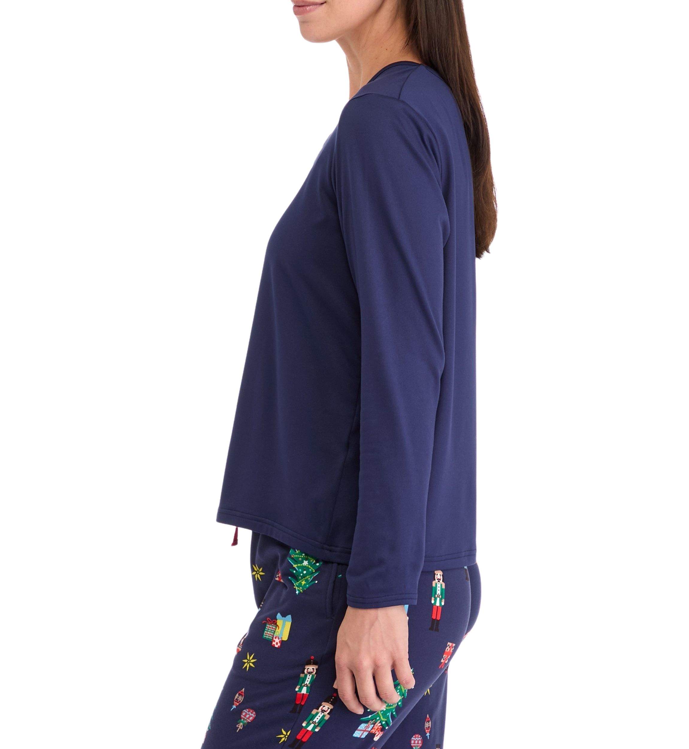 Womens Nutcracker Solid Long Sleeve Pajama Top