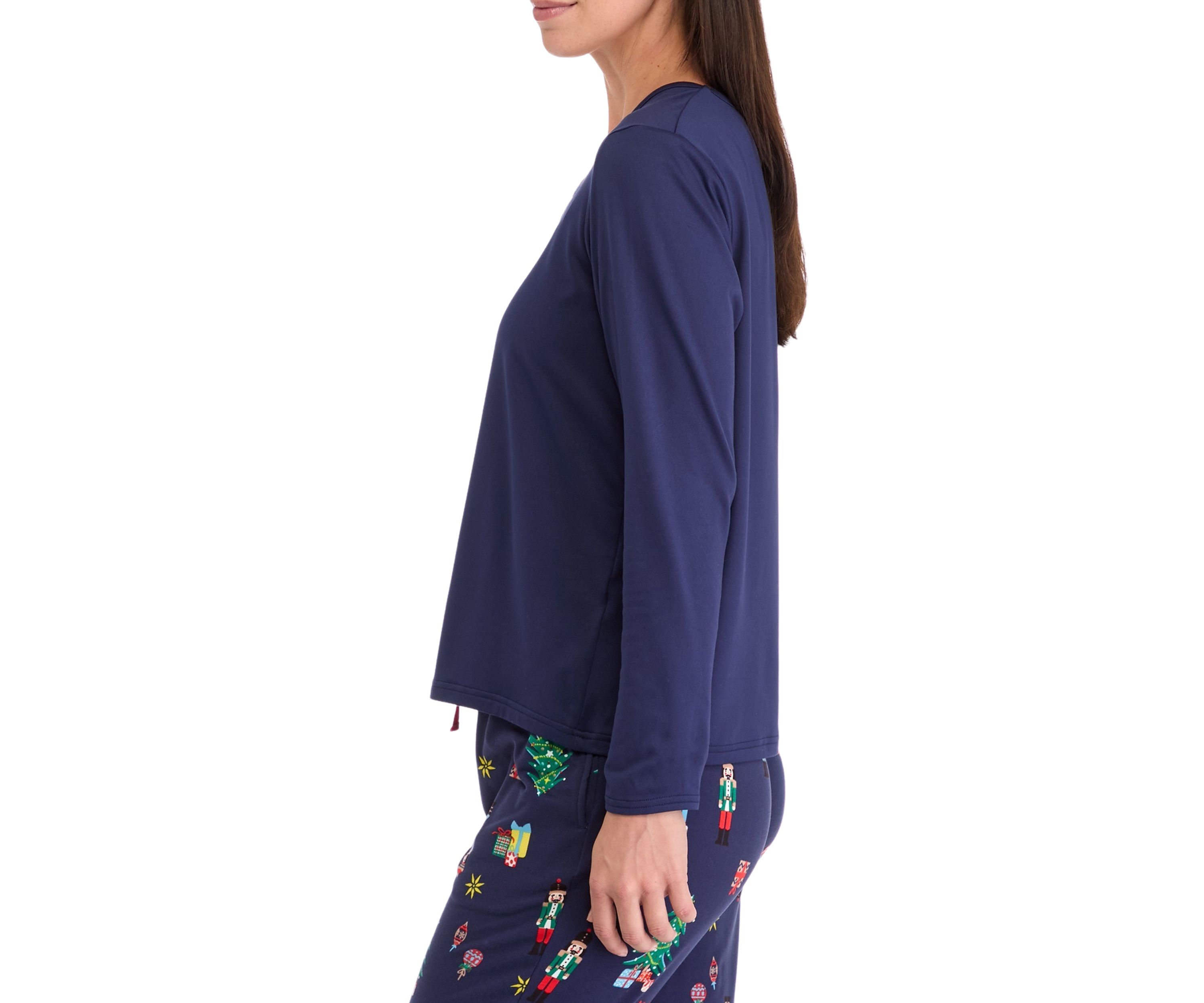 Womens Nutcracker Solid Long Sleeve Pajama Top