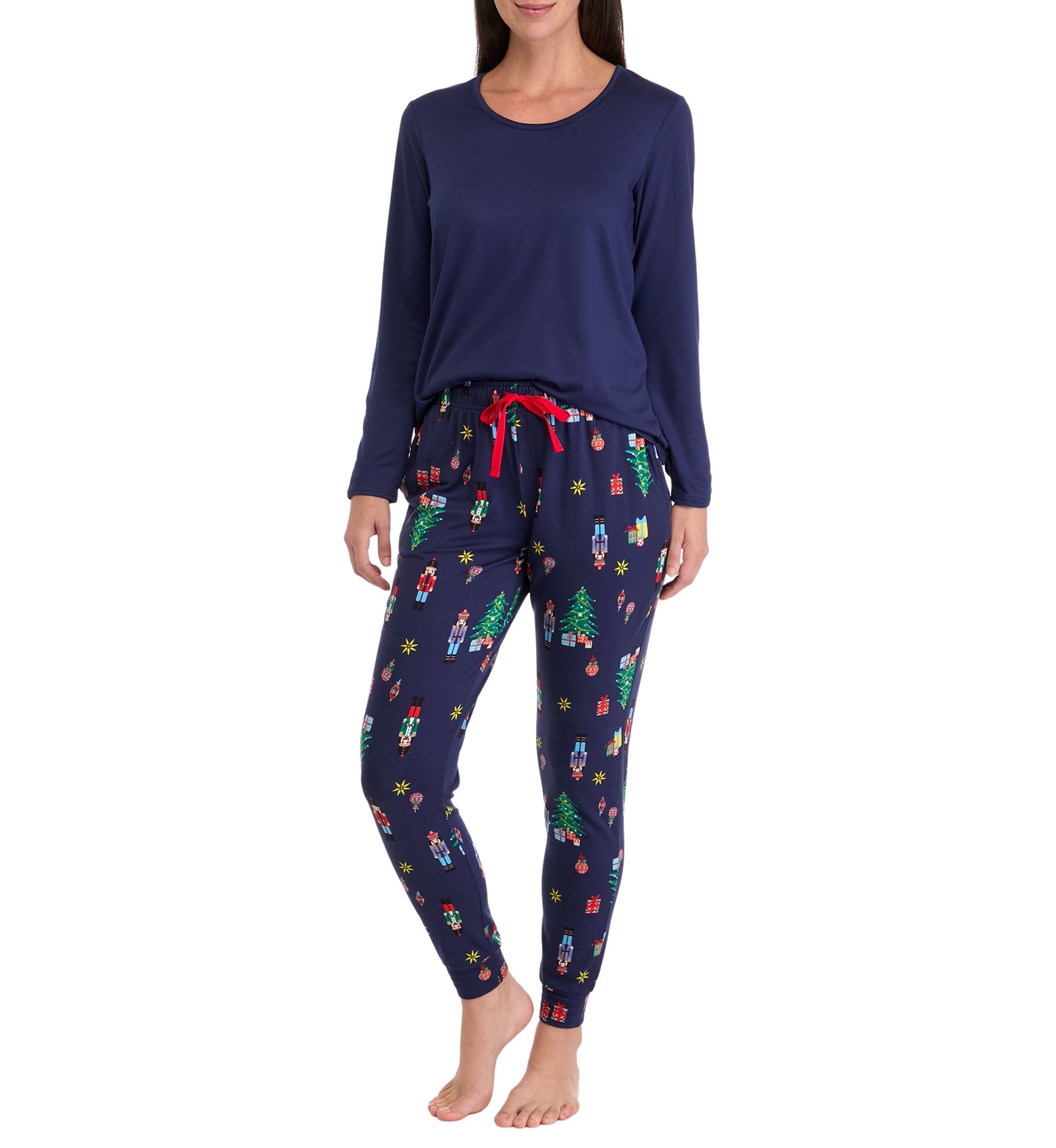 Womens Nutcracker Solid Long Sleeve Pajama Top