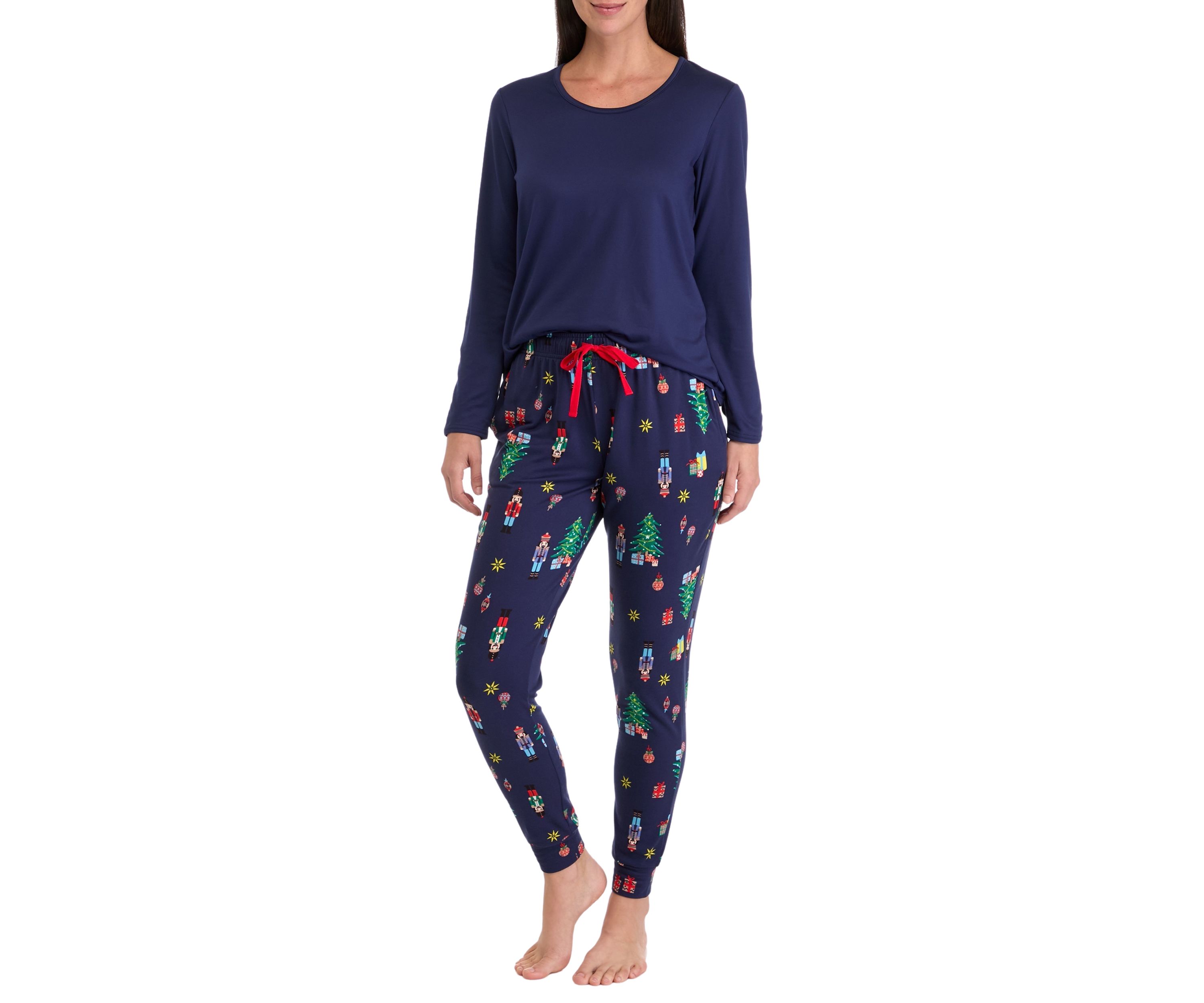 Womens Nutcracker Solid Long Sleeve Pajama Top