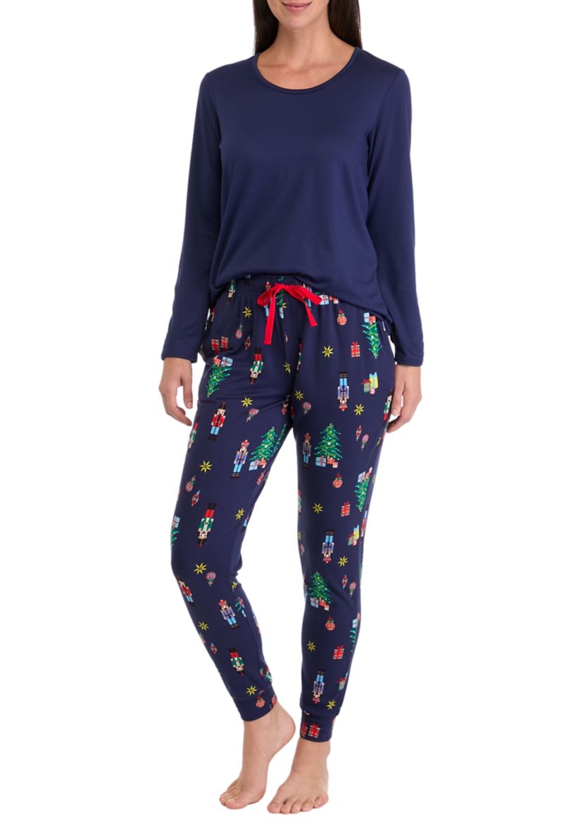 Womens Nutcracker Solid Long Sleeve Pajama Top