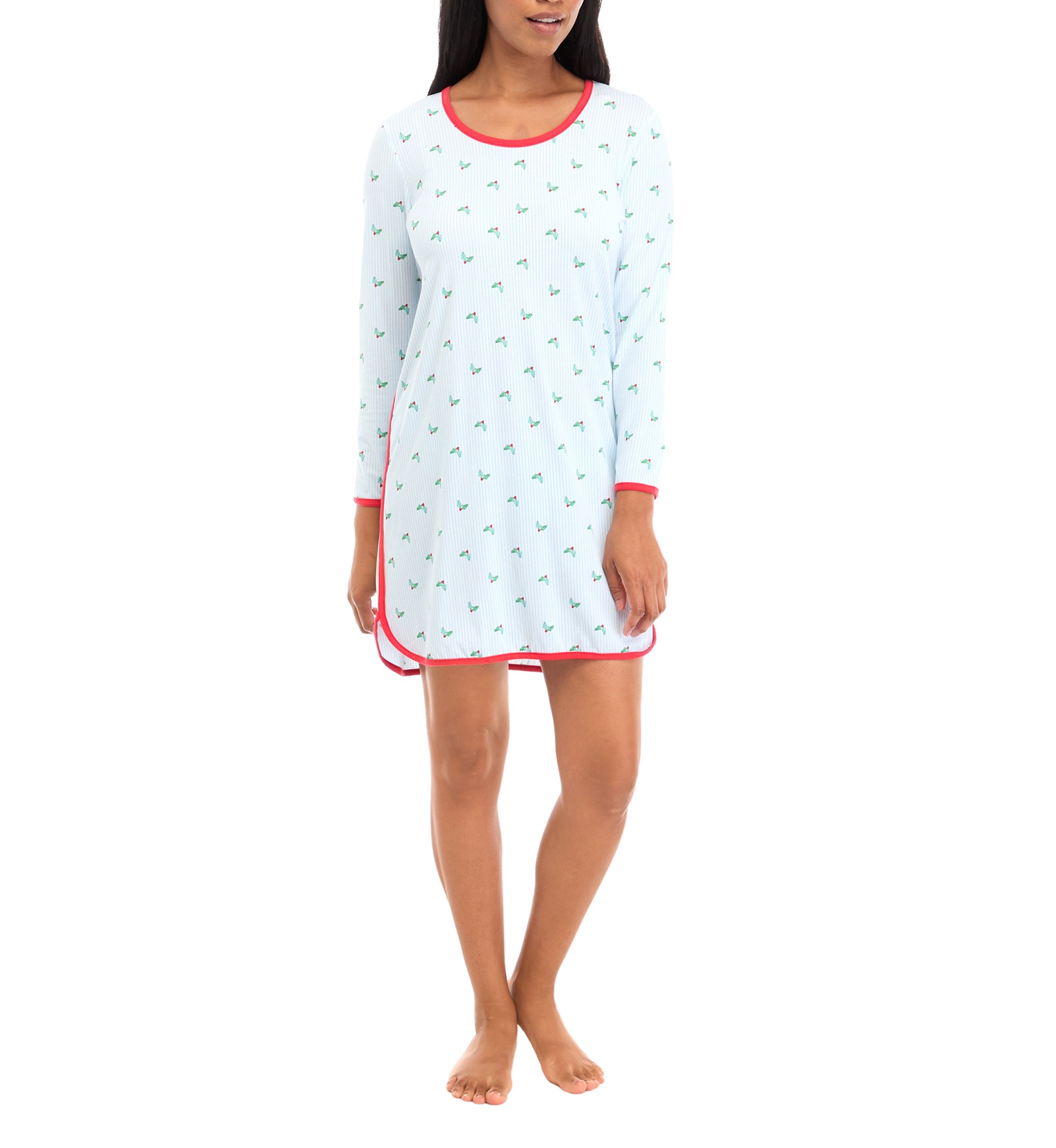 Womens Jolly Stripe Long Sleeve Nightgown