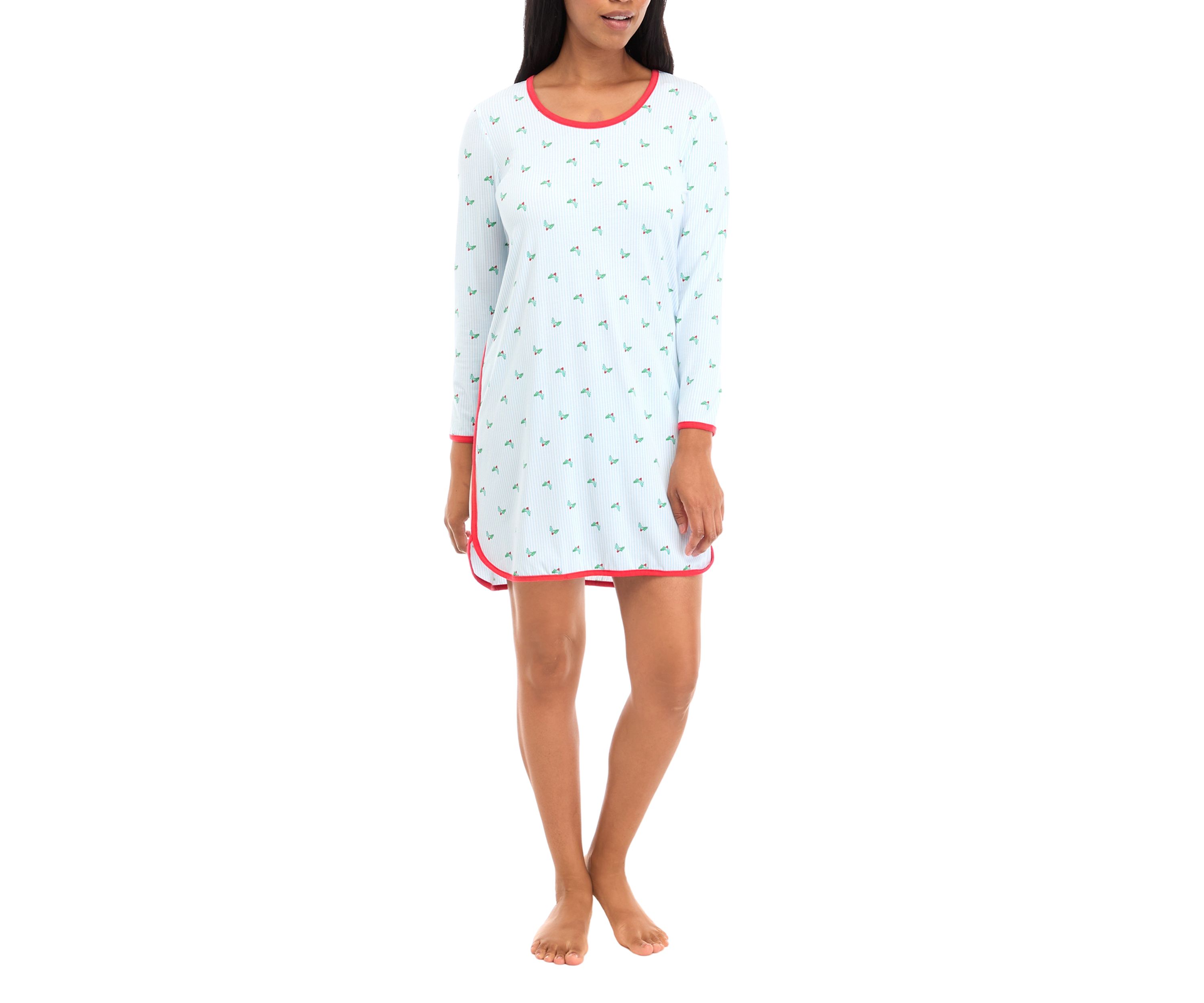 Womens Jolly Stripe Long Sleeve Nightgown