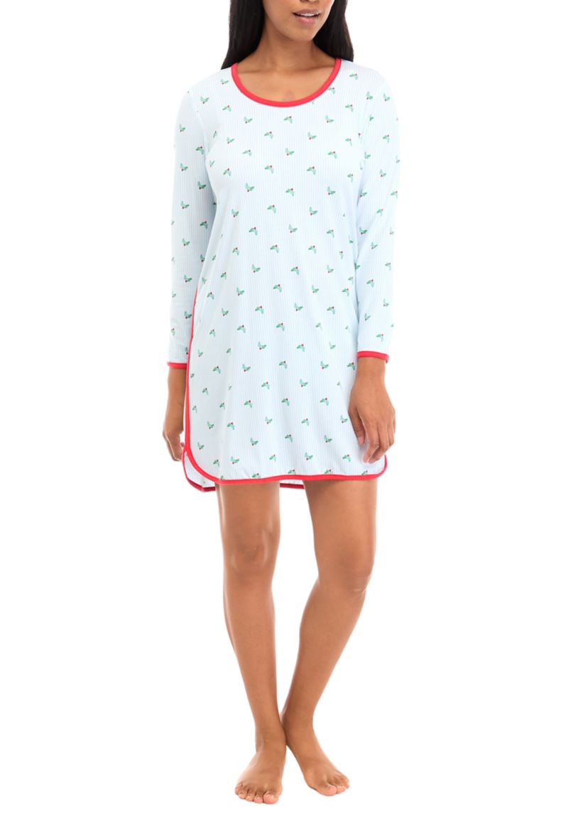 Womens Jolly Stripe Long Sleeve Nightgown
