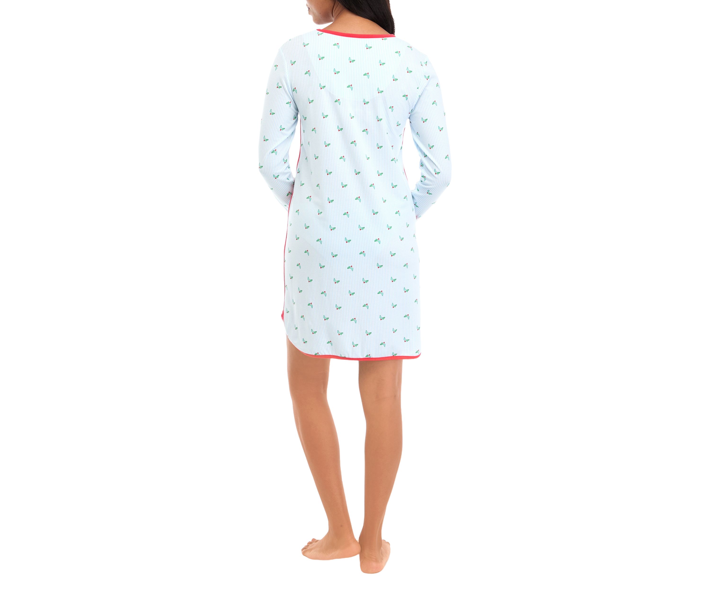 Womens Jolly Stripe Long Sleeve Nightgown