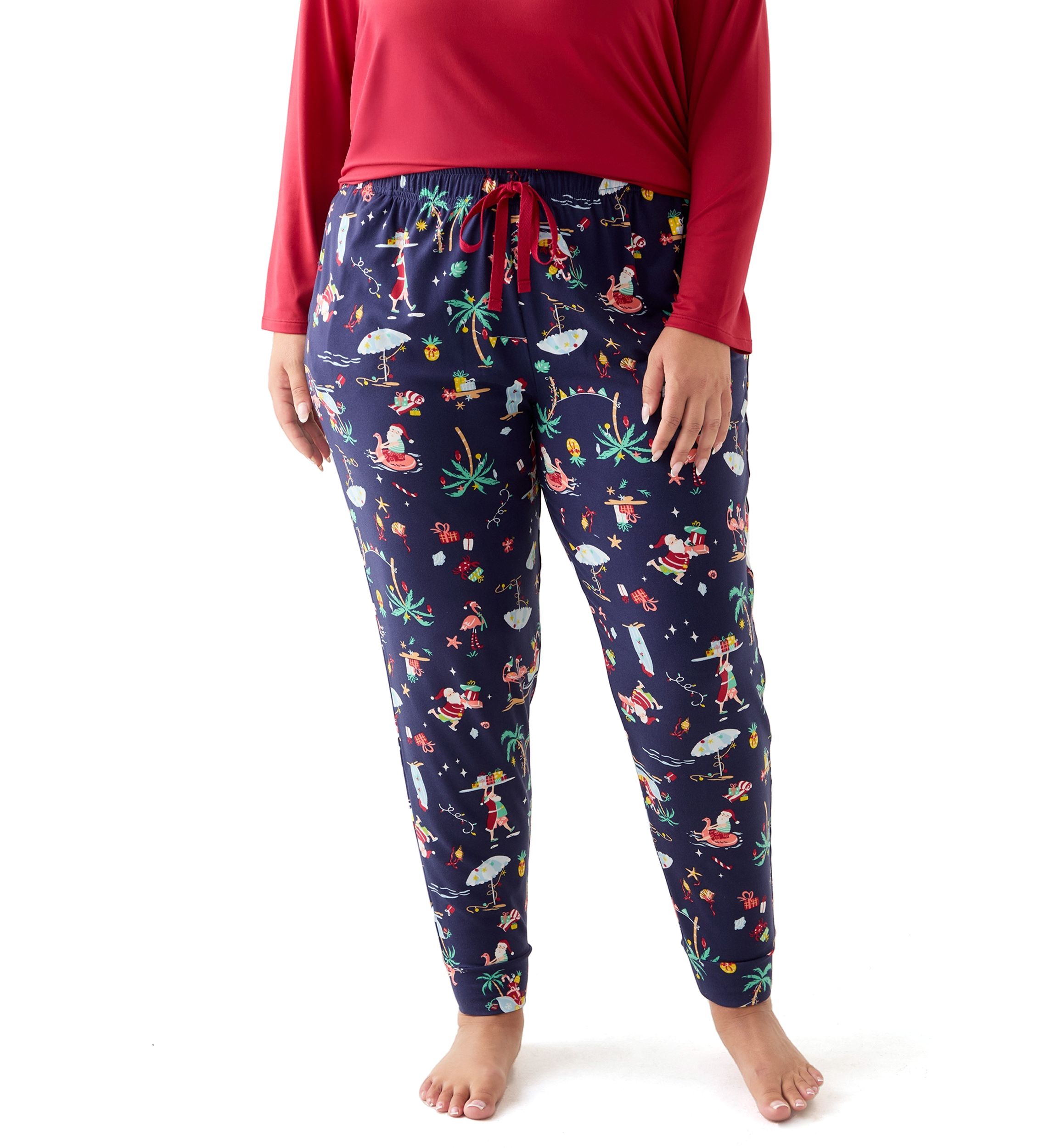 Plus Size Beachy Christmas Jogger Pajama Pants