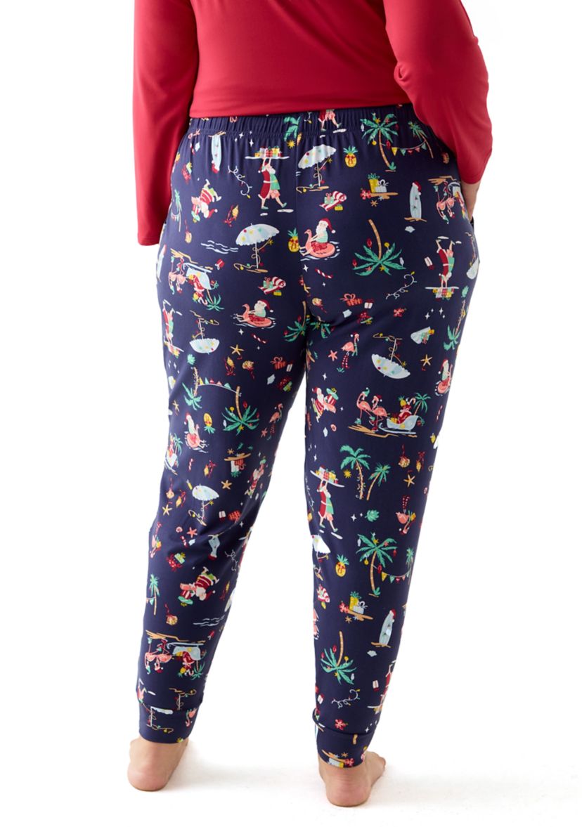 Plus Size Beachy Christmas Jogger Pajama Pants