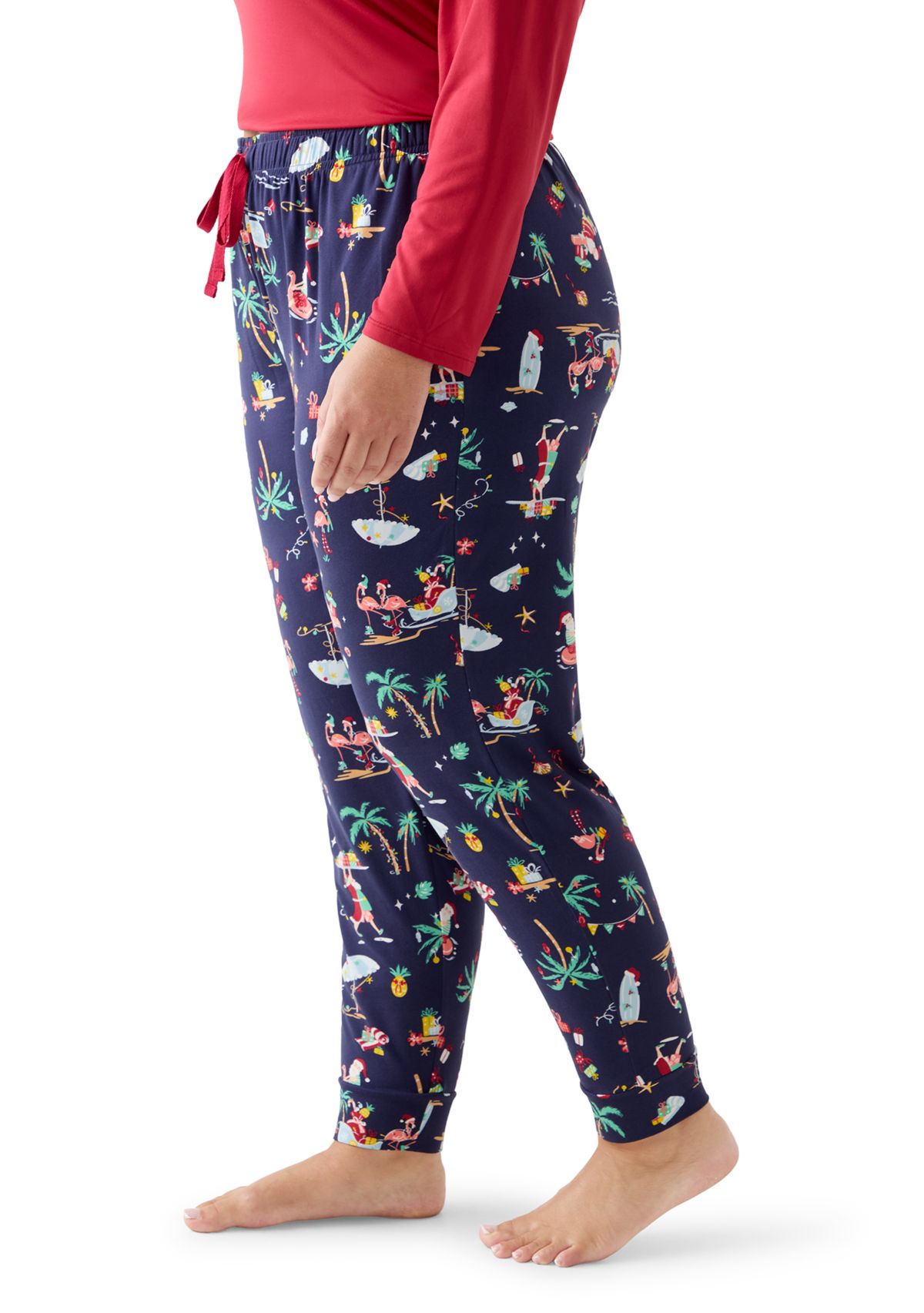 Plus Size Beachy Christmas Jogger Pajama Pants