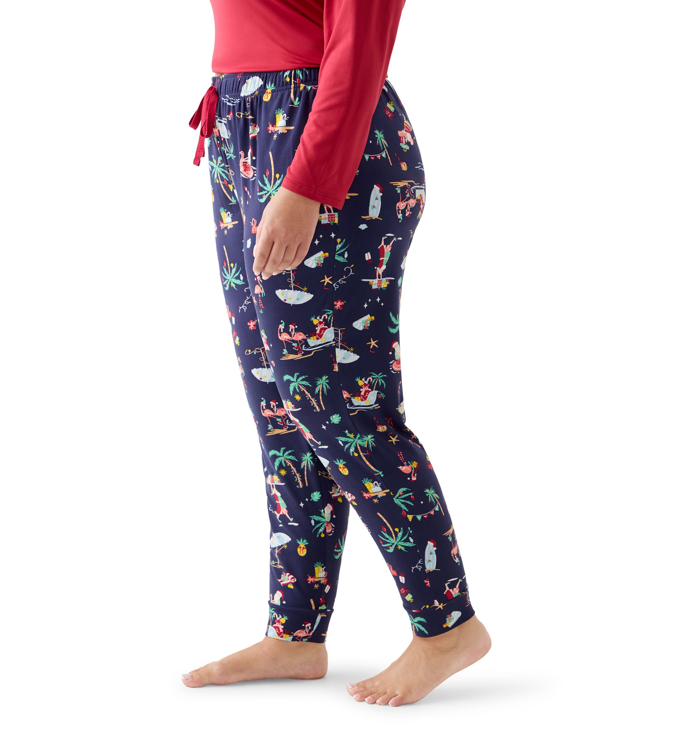 Plus Size Beachy Christmas Jogger Pajama Pants