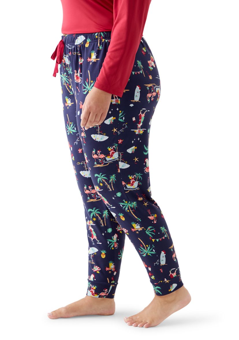 Plus Size Beachy Christmas Jogger Pajama Pants
