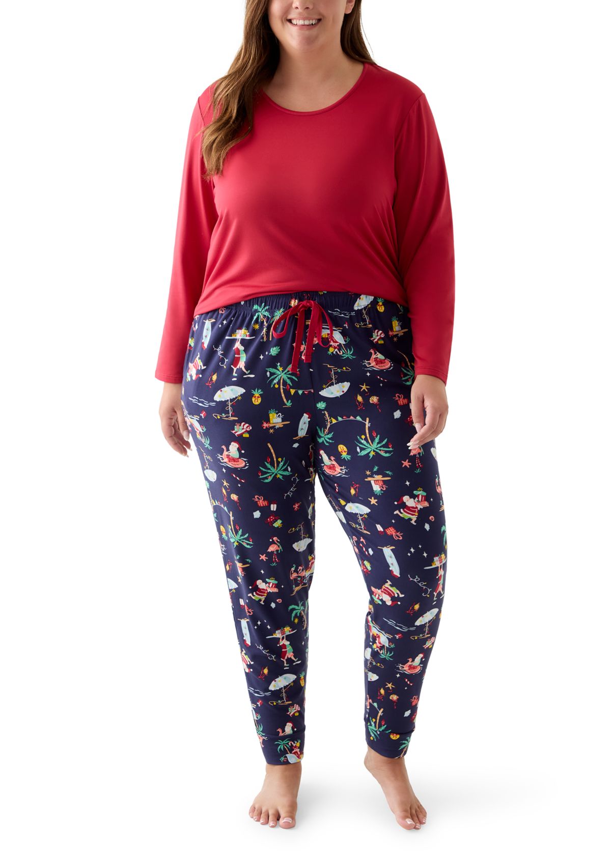 Plus Size Beachy Christmas Jogger Pajama Pants