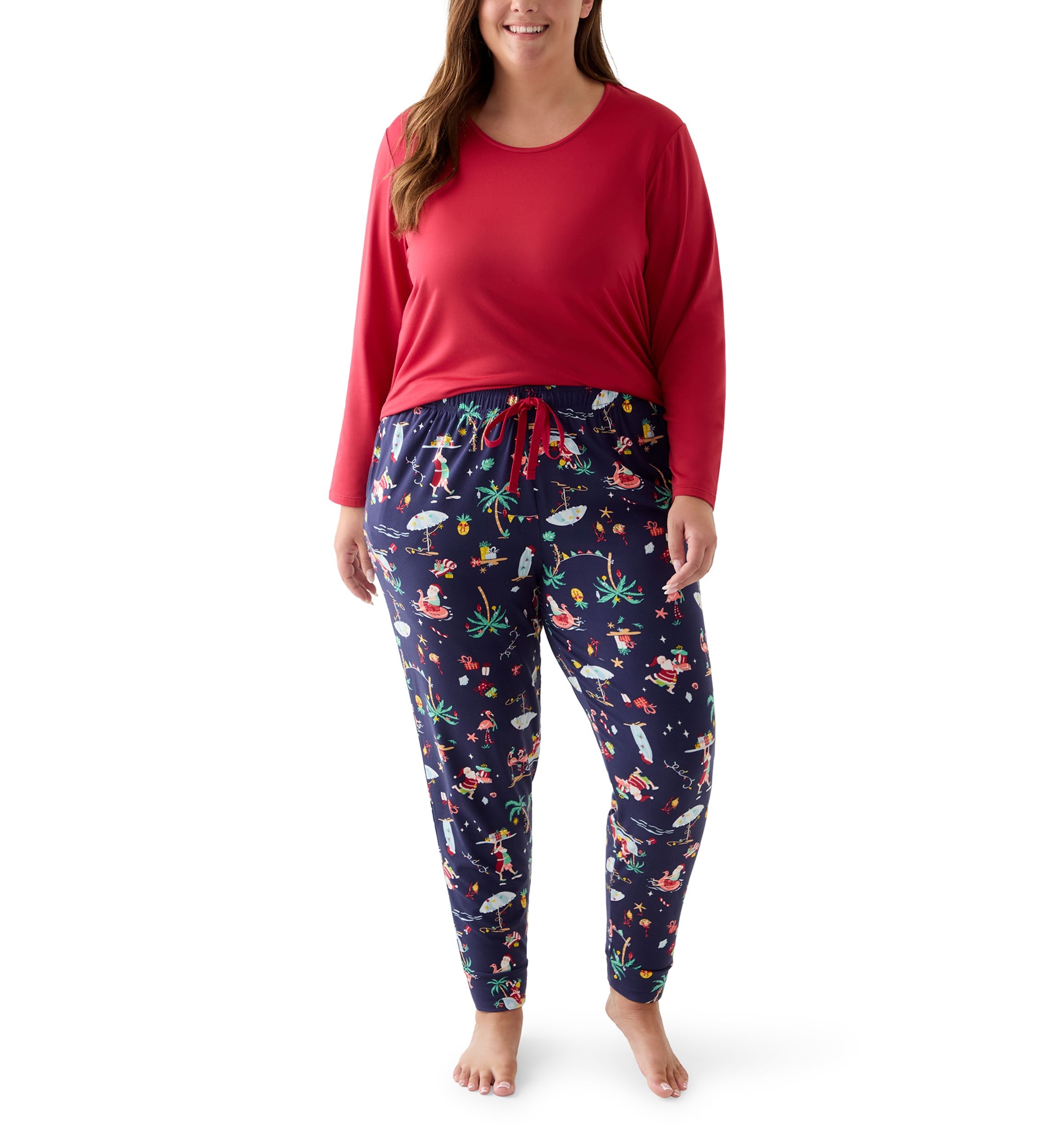 Plus Size Beachy Christmas Jogger Pajama Pants