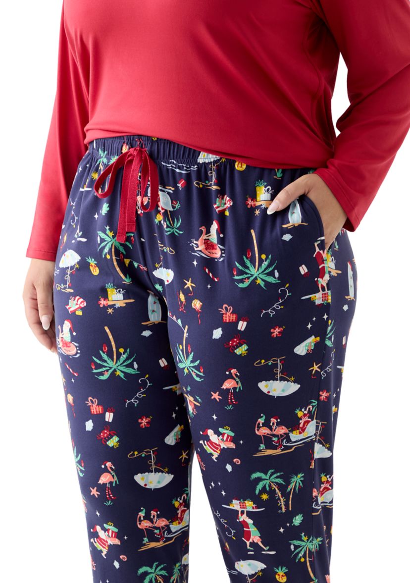 Plus Size Beachy Christmas Jogger Pajama Pants