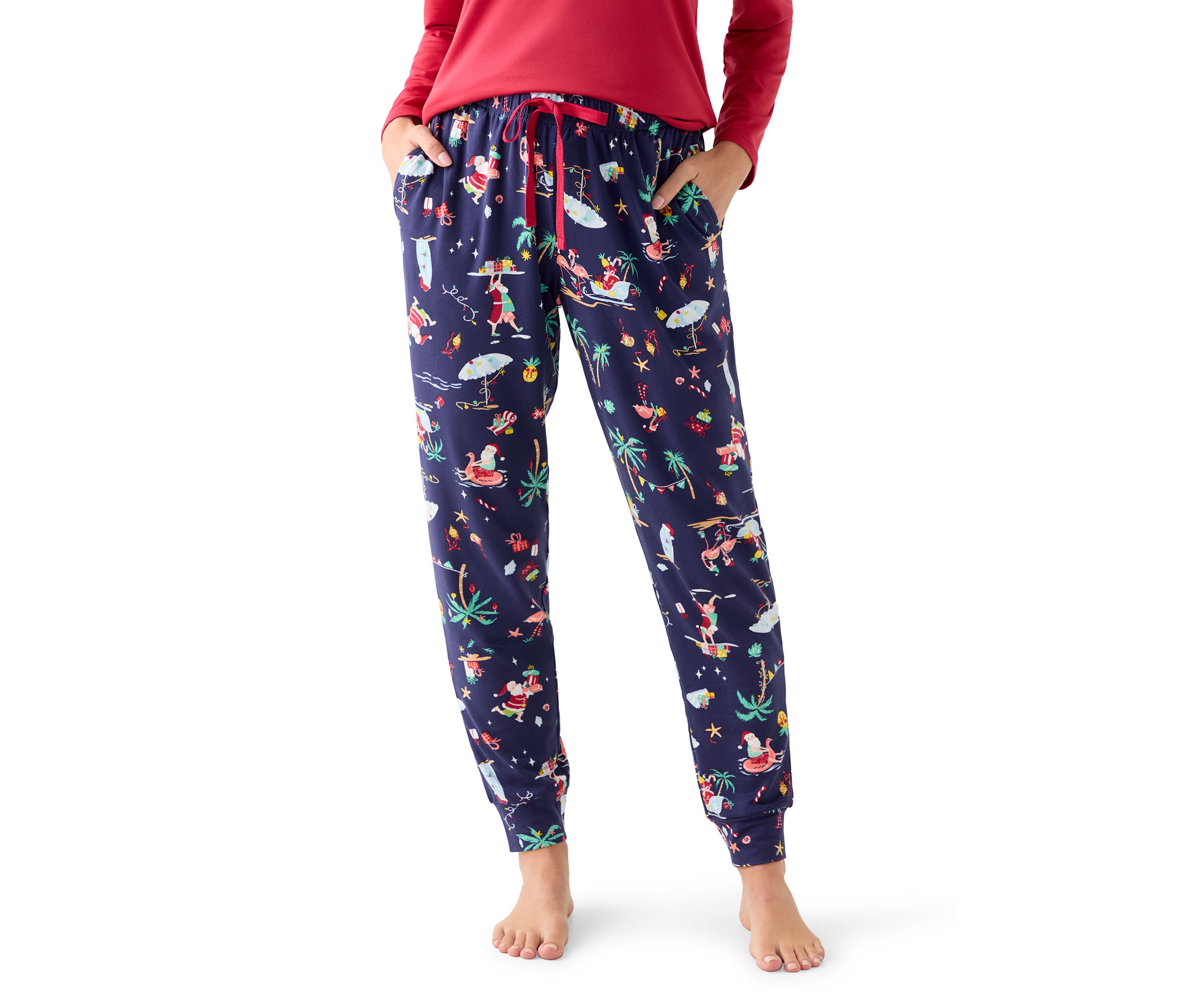 Womens Beachy Christmas Jogger Pajama Pants