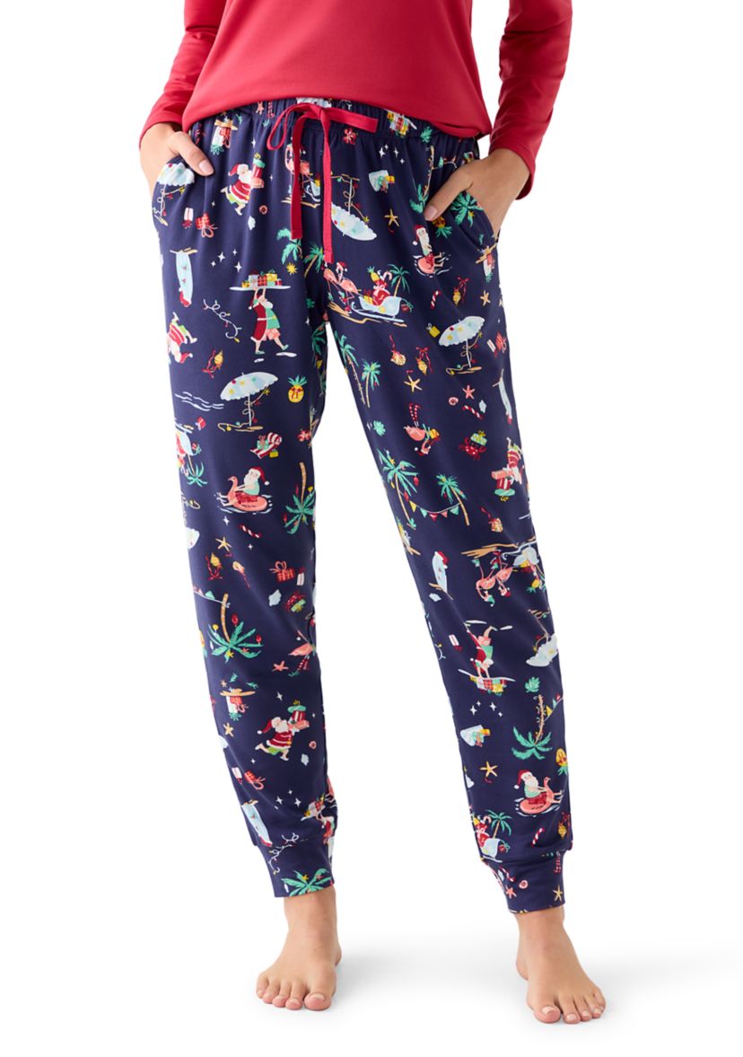 Womens Beachy Christmas Jogger Pajama Pants