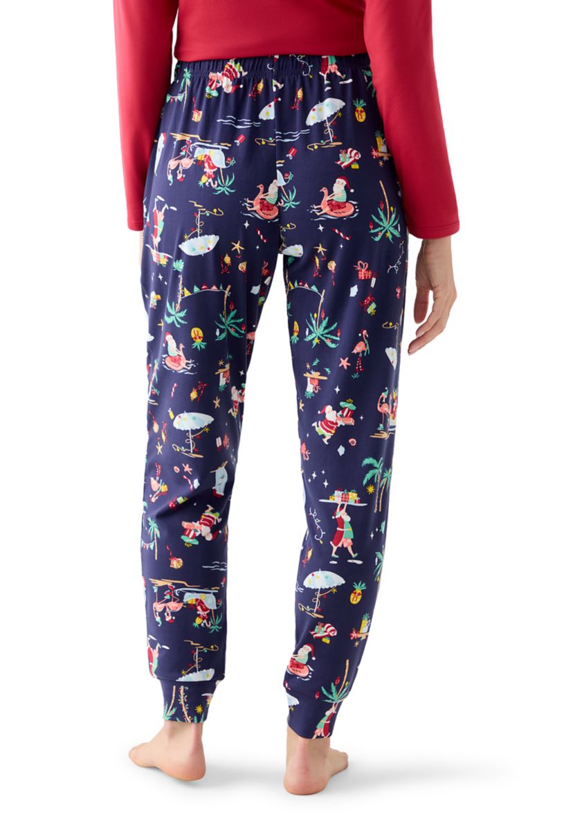 Womens Beachy Christmas Jogger Pajama Pants