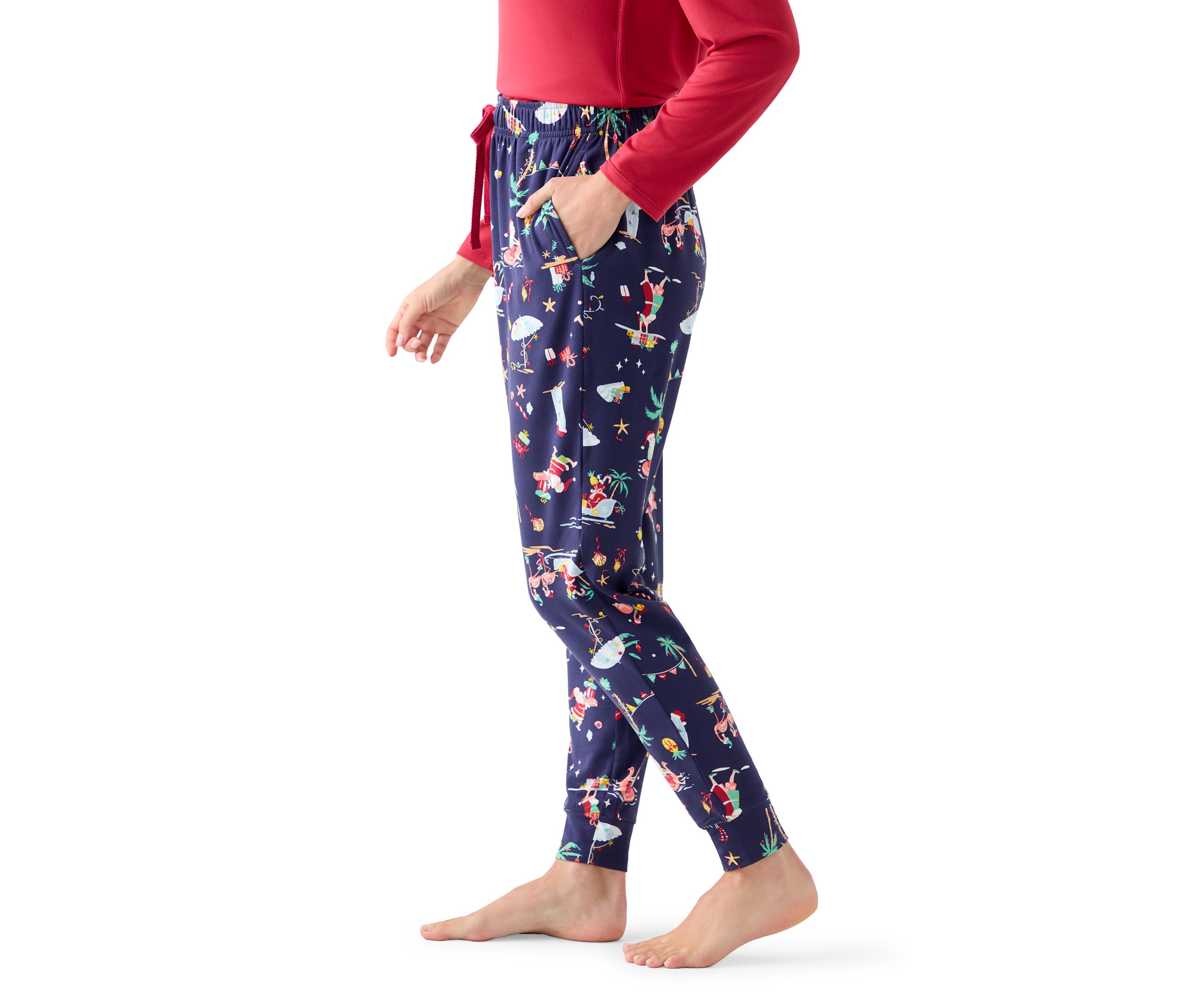 Womens Beachy Christmas Jogger Pajama Pants