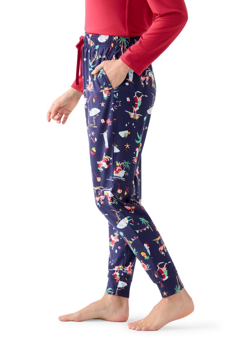 Womens Beachy Christmas Jogger Pajama Pants