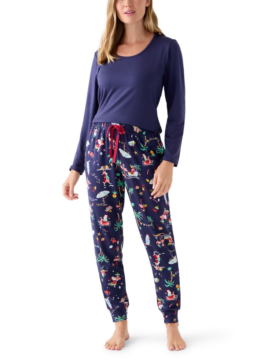 Womens Beachy Christmas Jogger Pajama Pants