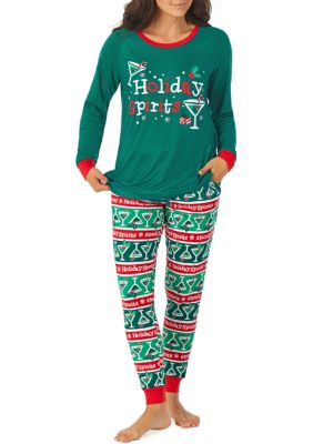 PAJAMARAMA Women s Holiday Spirits Family Pajama Set