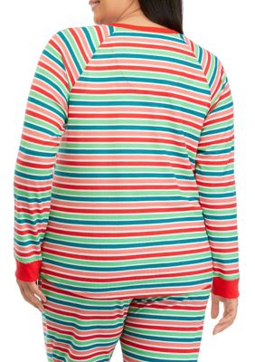 Plus Merry Multi Stripe Henley Sleep Shirt