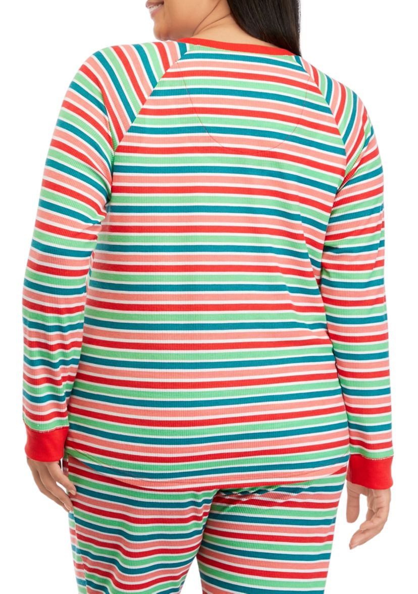 Plus Size Merry Multi Stripe Henley Sleep Shirt