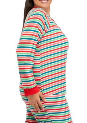 Plus Merry Multi Stripe Henley Sleep Shirt