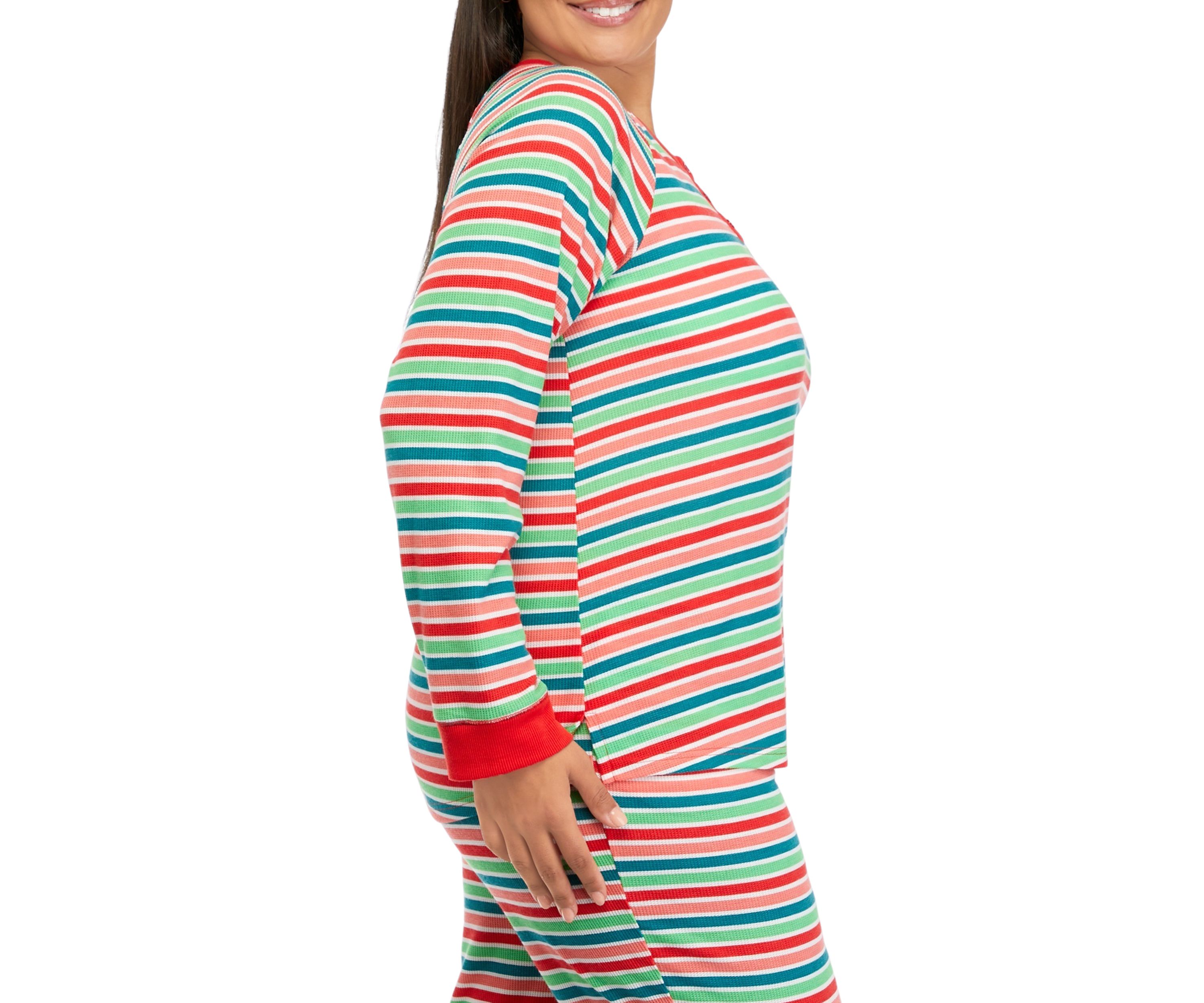Plus Size Merry Multi Stripe Henley Sleep Shirt