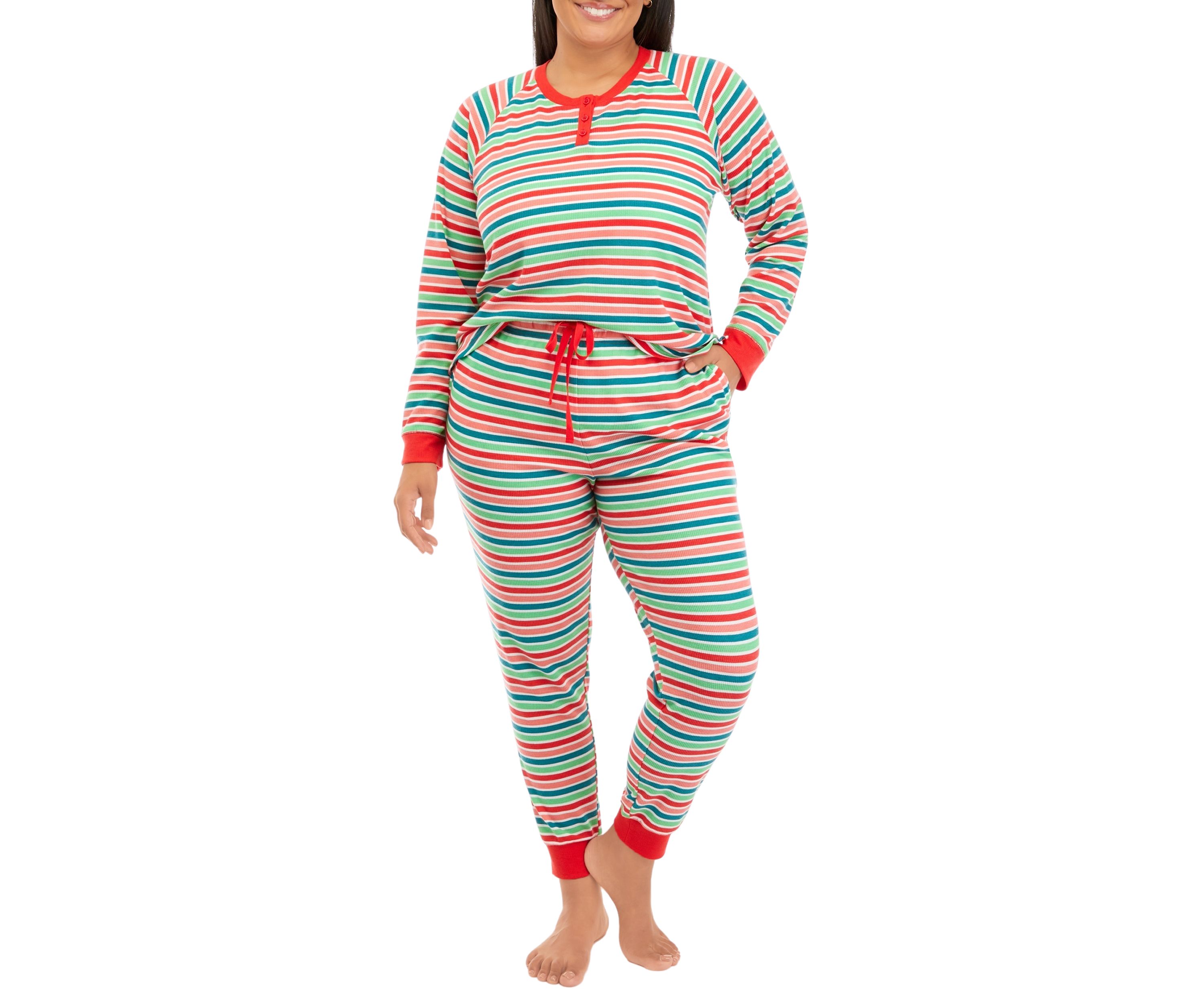 Plus Size Merry Multi Stripe Henley Sleep Shirt